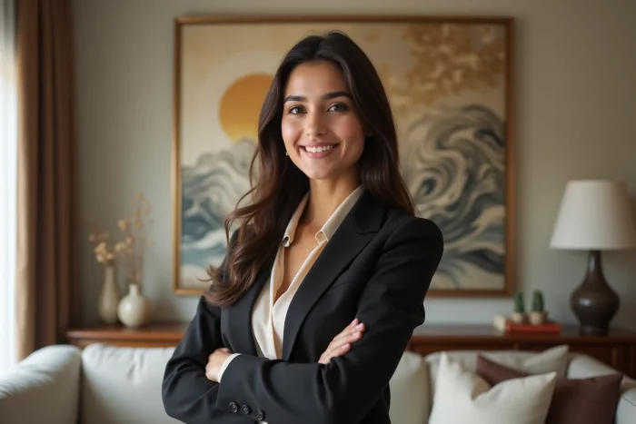 Jeune femme libanaise-américaine en portrait confiant