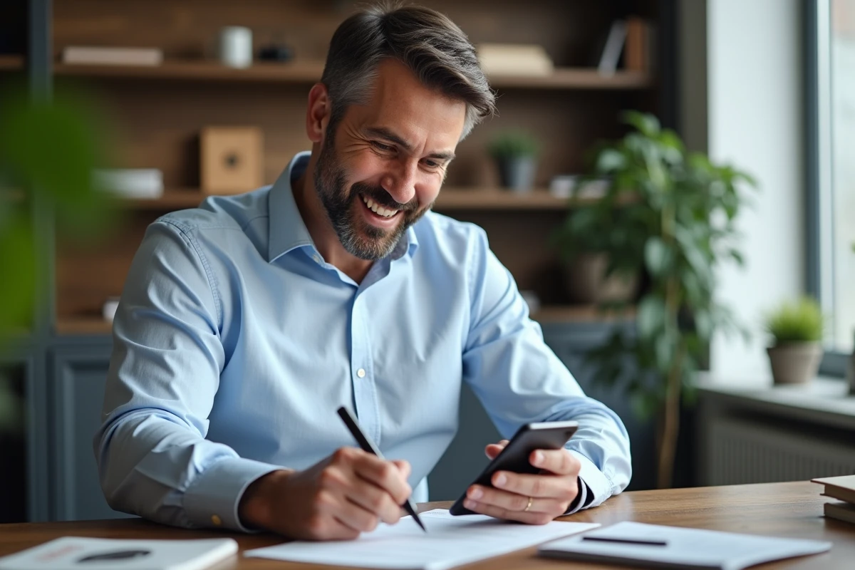 Homme concentré remplissant un voucher de vacances